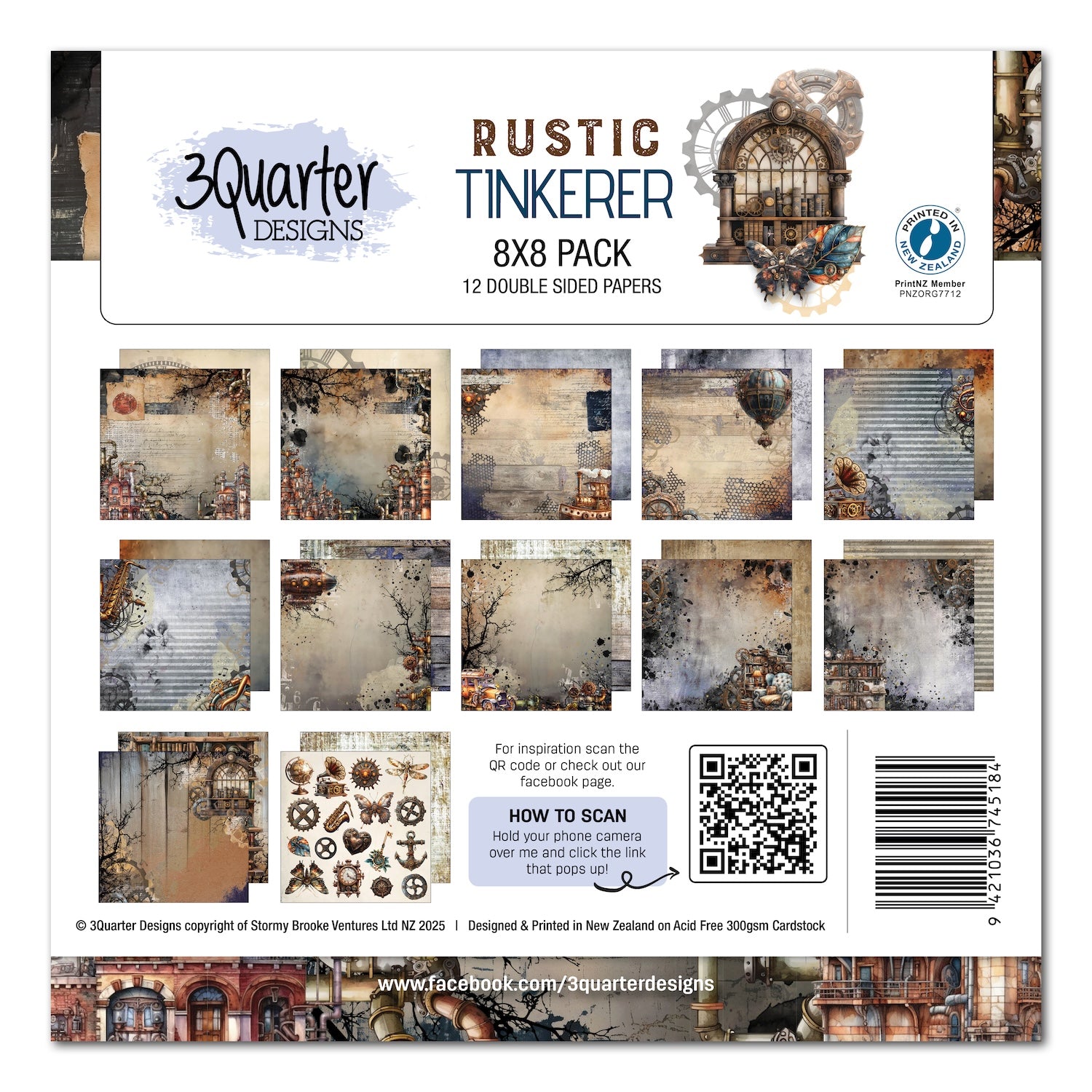 3Quarter Designs Rustic Tinkerer 8x8 Paper Pack 3q-pp8-rustictinkerer
