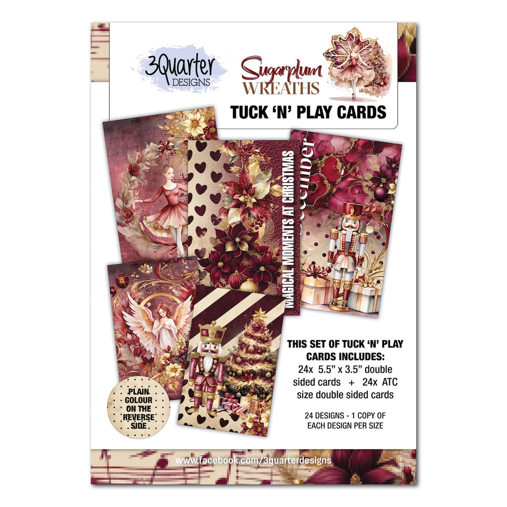 3Quarter Designs Sugarplum Wreath Tuck N Play Cards 3q-tp-sugarplumwreath