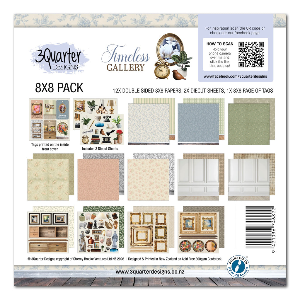 3Quarter Designs Timeless Gallery 8x8 Paper Pack and Diecuts 3q-pp8-timelessgallery