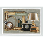 3Quarter Designs Timeless Gallery A4 Acetate Sheets 3q-acs-timelessgallery lamp with books picture frames picture perfect card