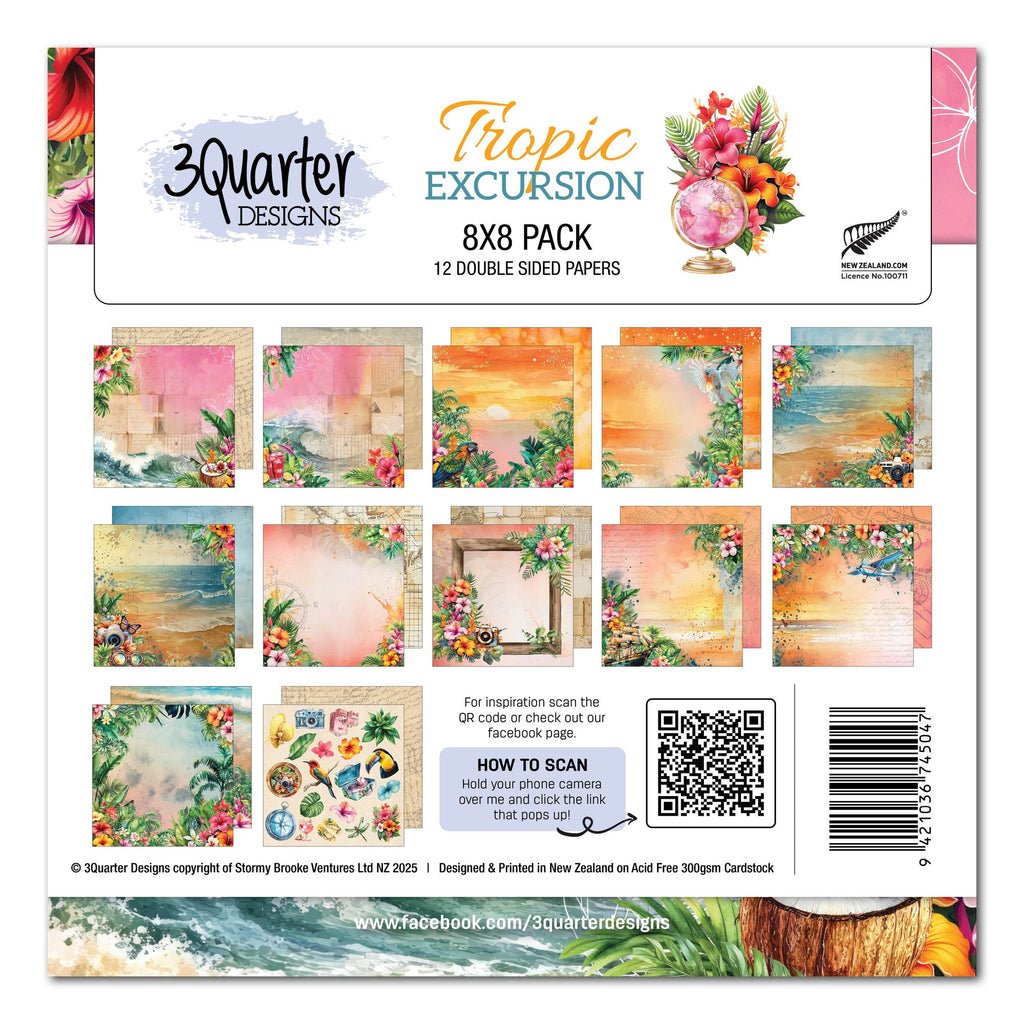 3Quarter Designs Tropic Excursion 8x8 Paper Pack 3q-pp8-tropicexursion
