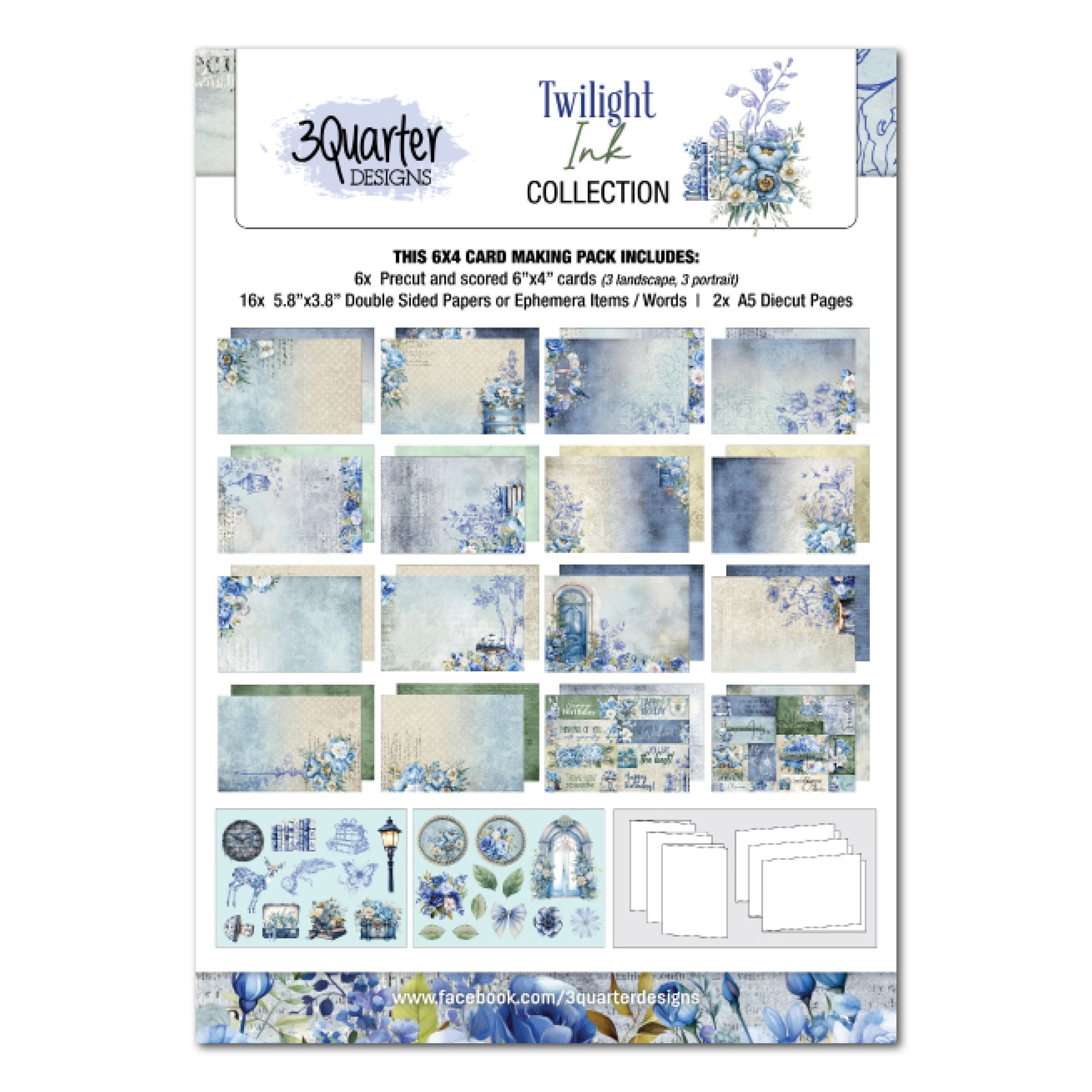 3Quarter Designs Twilight Ink 6x4 Card Pack 3q-cc-twilightink