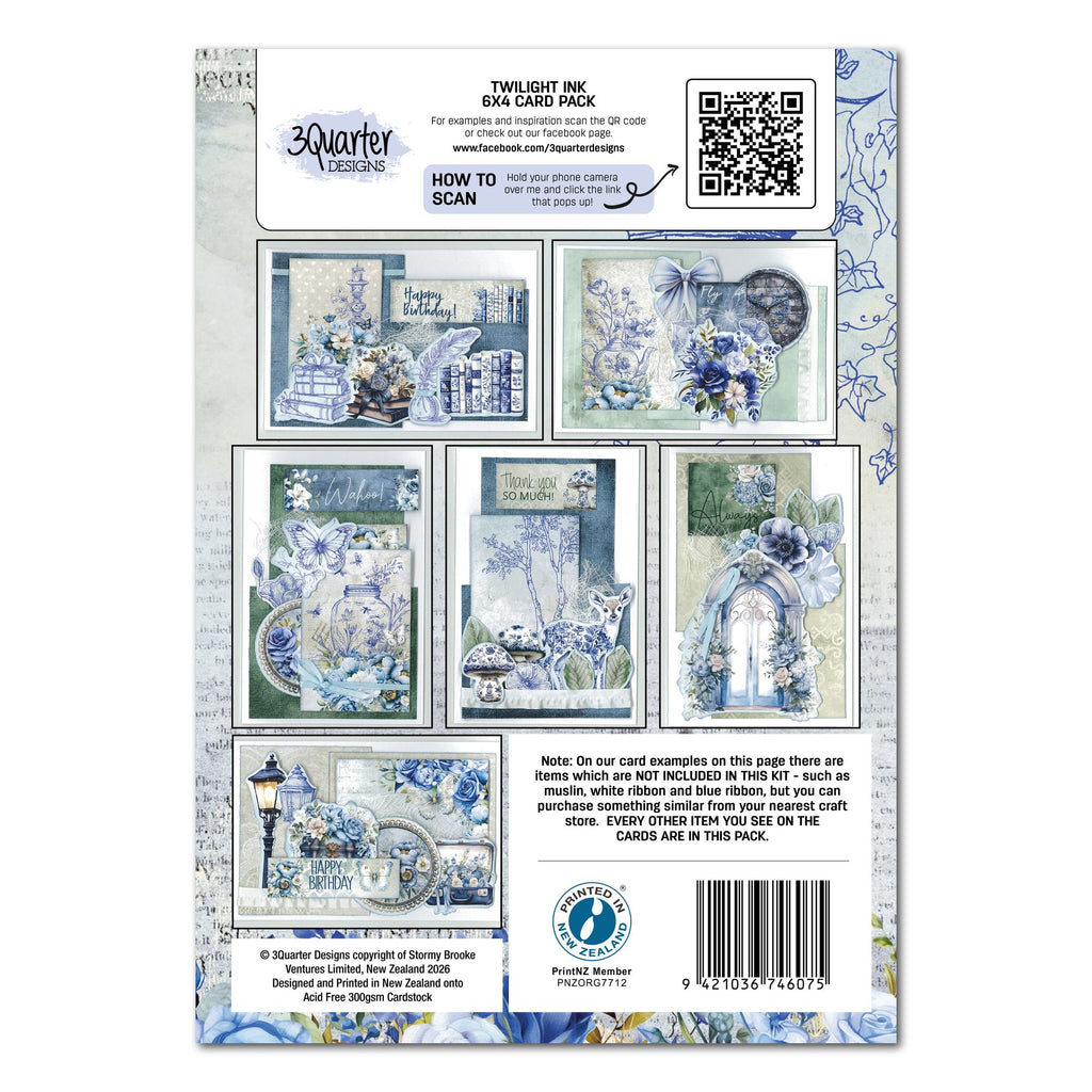 3Quarter Designs Twilight Ink 6x4 Card Pack 3q-cc-twilightink back