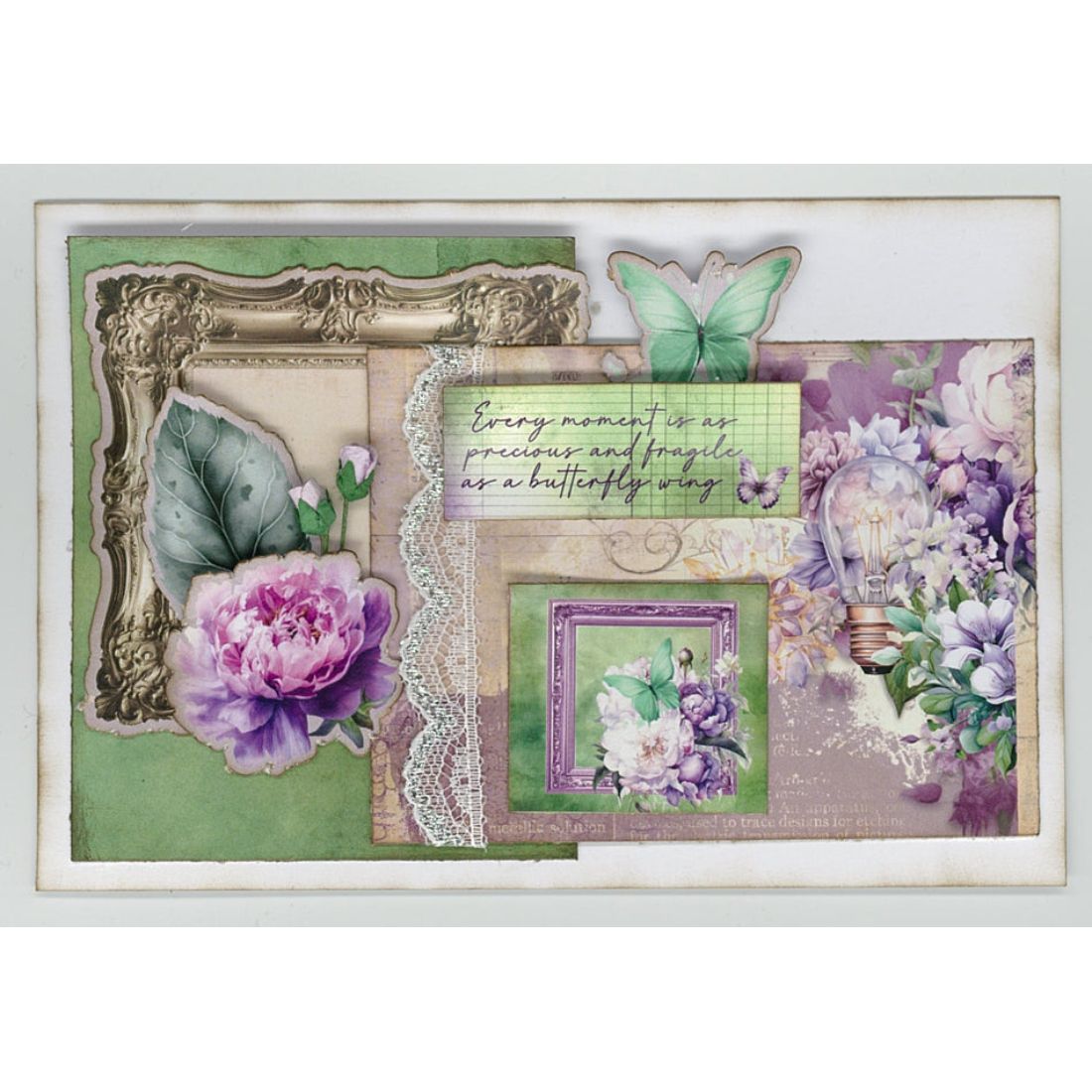 3Quarter Designs Violet Dreams 8x8 Paper Pack and Diecuts 3q-pp8-violetdreams gold picture frame lightbulb card 