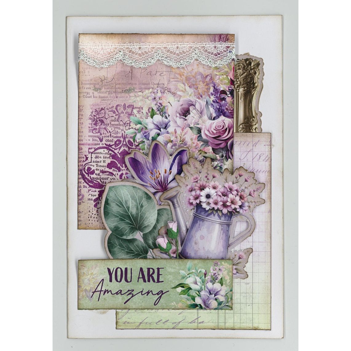 3Quarter Designs Violet Dreams 8x8 Paper Pack and Diecuts 3q-pp8-violetdreams purple watering can flwoers you are amazing card
