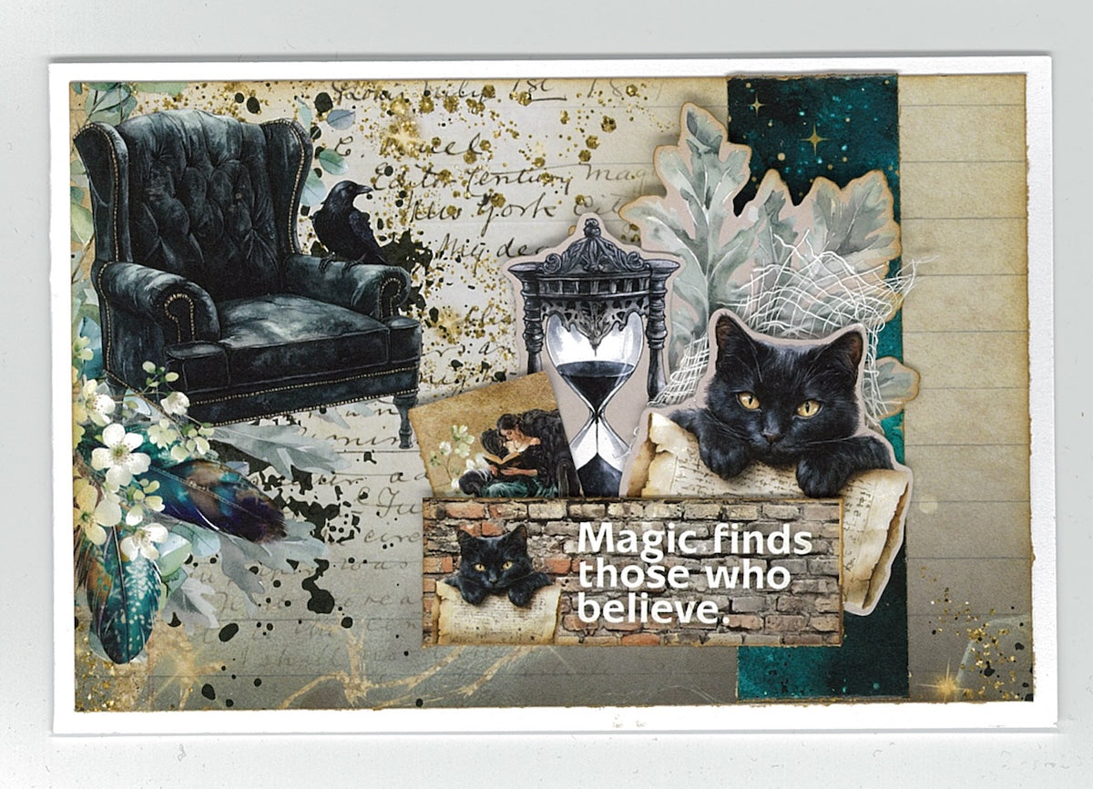 3Quarter Designs Wand Academy 6x4 Card Pack 3q-cc-wandacademy magic finds those who believe cat card