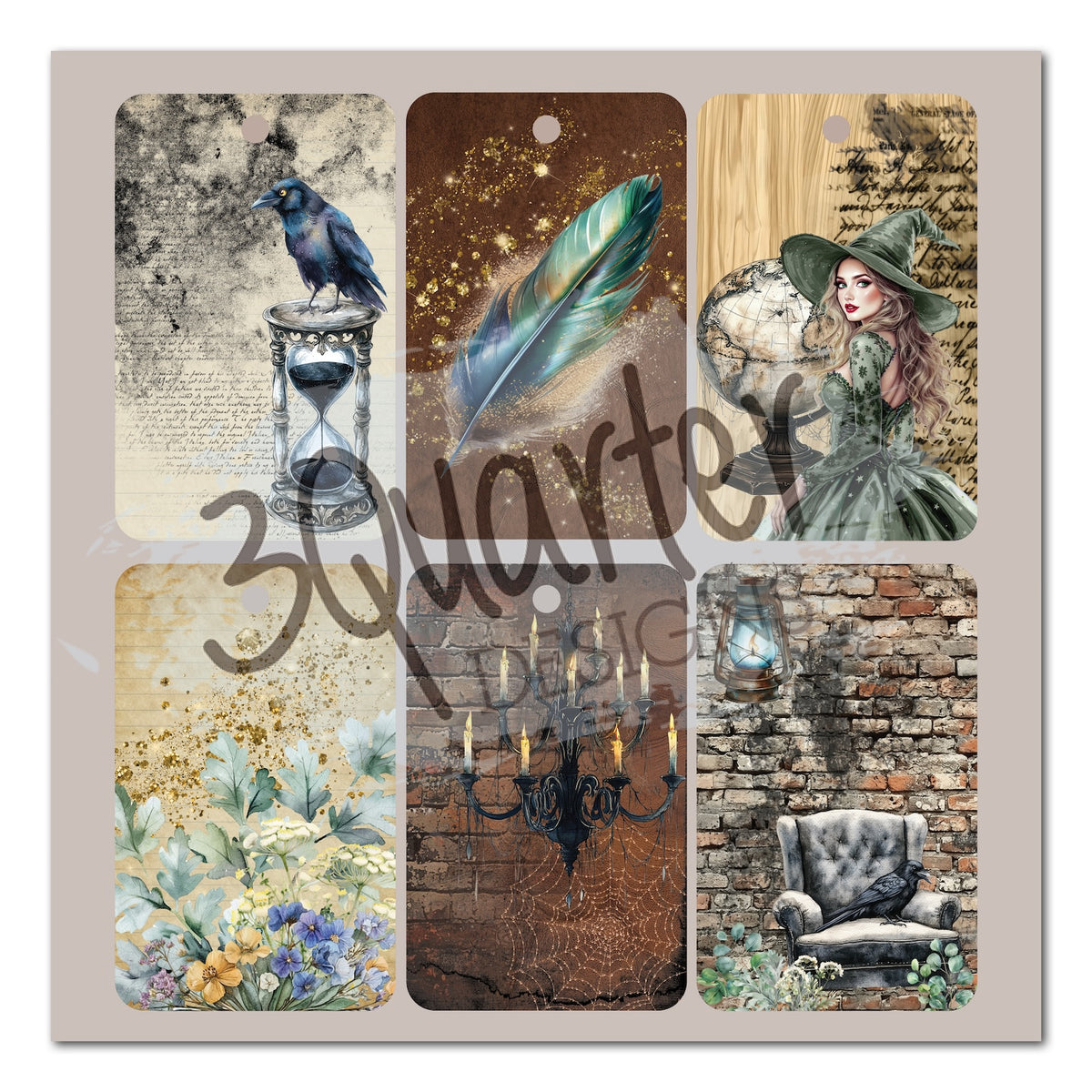 3Quarter Designs Wand Academy 8x8 Paper Pack and Diecuts Set 3q-pp8-wandacademy inside cover tags