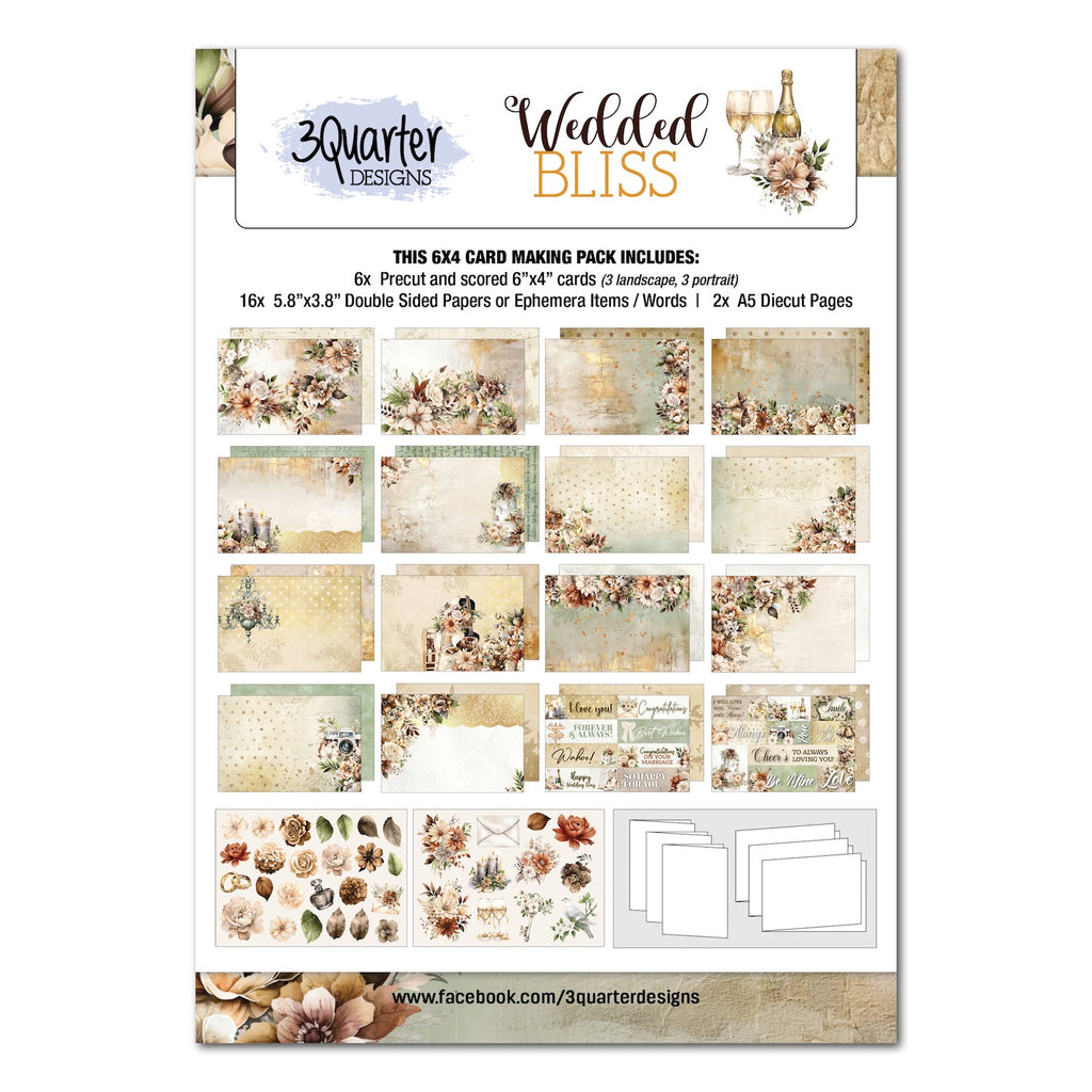 3Quarter Designs Wedded Bliss 6x4 Card Pack 3q-cc-weddedbliss