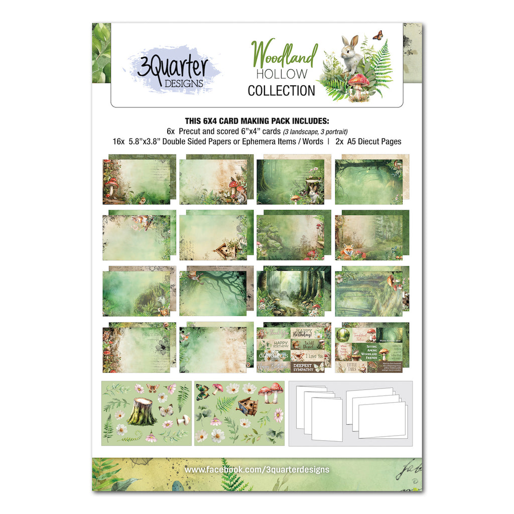 3Quarter Designs Woodland Hollow 6x4 Card Pack 3q-cc-woodlandhollow