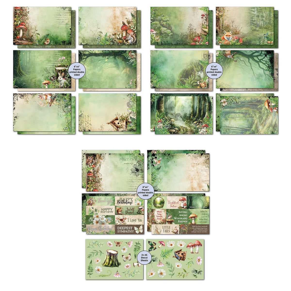 3Quarter Designs Woodland Hollow 6x4 Card Pack 3q-cc-woodlandhollow sheets