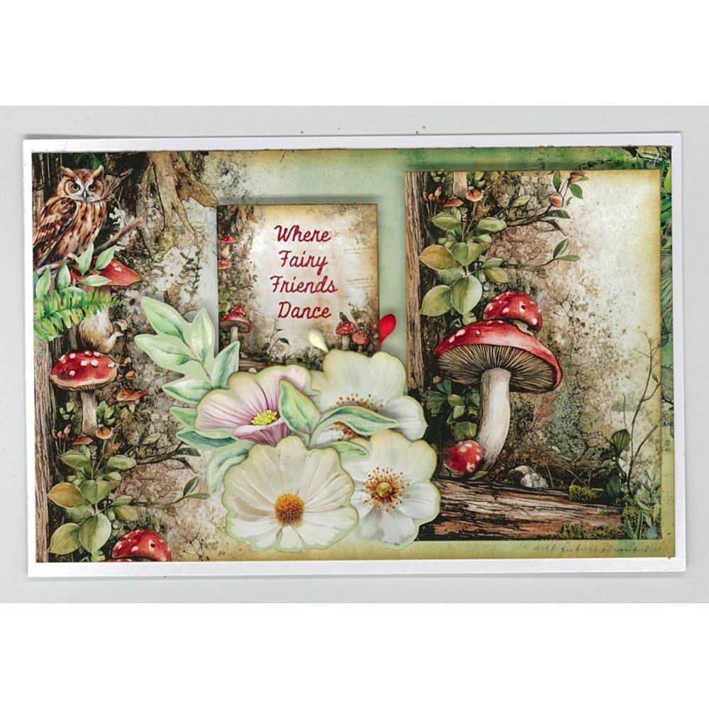 3Quarter Designs Woodland Hollow 8x8 Paper Pack and Diecuts Set 3q-pp8-woodlandhollow flowers owl mushrooms card 