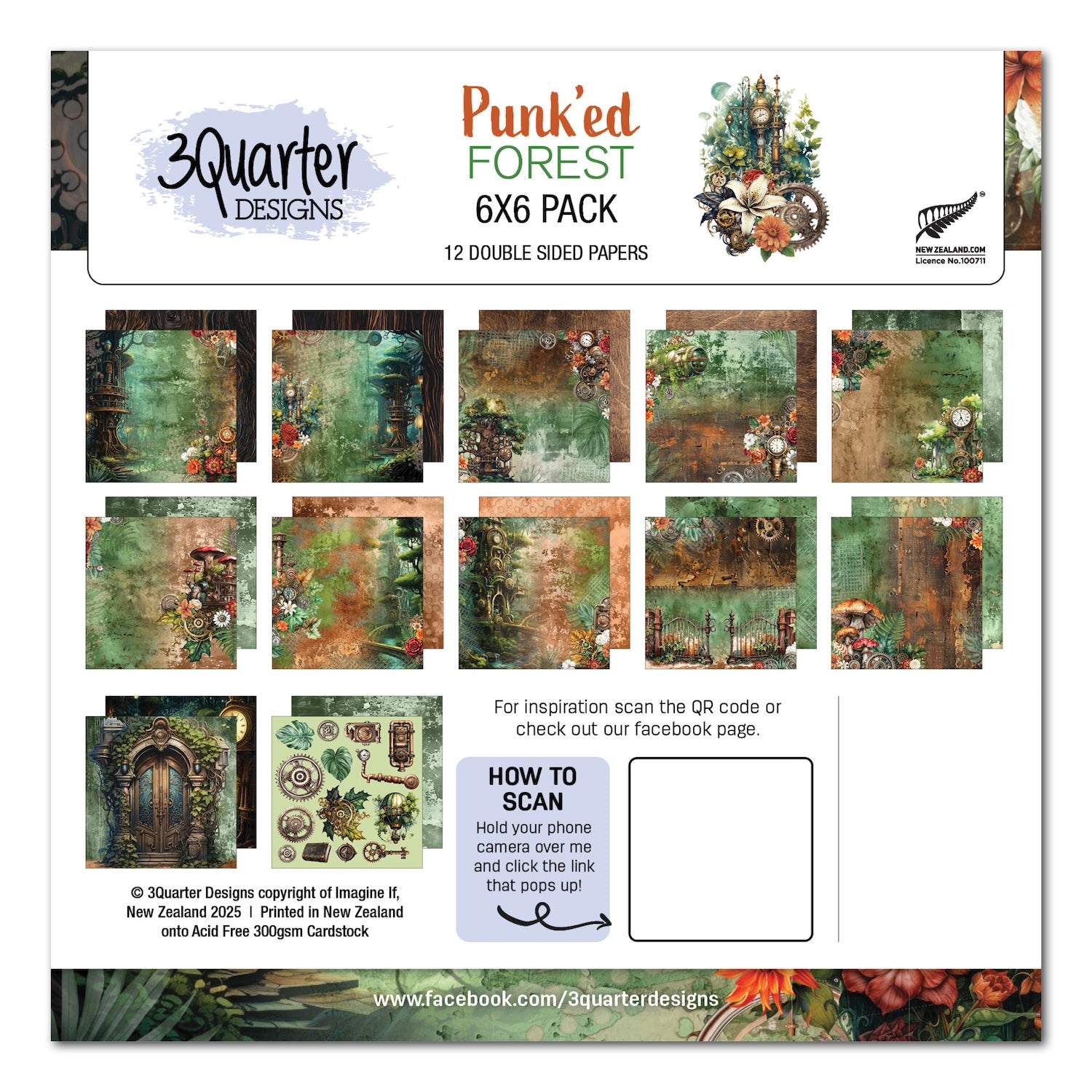 3Quarter Designs Punked Forest 6x6 Paper Pack 3q-pp6-punkedforest