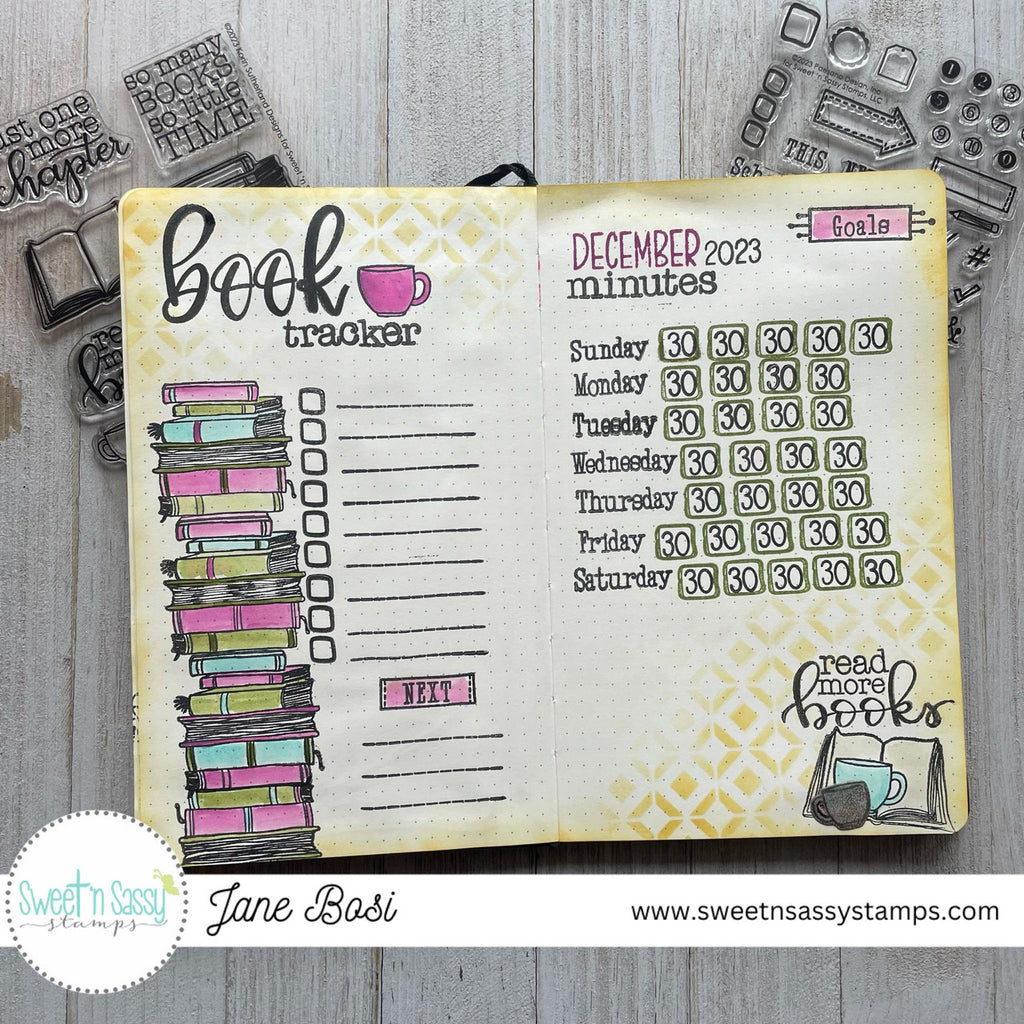 Sweet 'N Sassy Planner Life Add Ons Clear Stamps sns-23-061 Book Reading Tracker