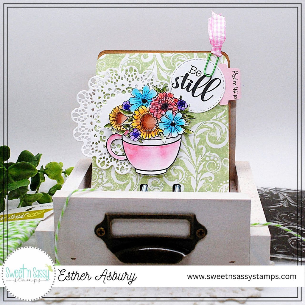 Sweet 'N Sassy Flourish Background Clear Stamp sns-24-003 Be Still Divider Card