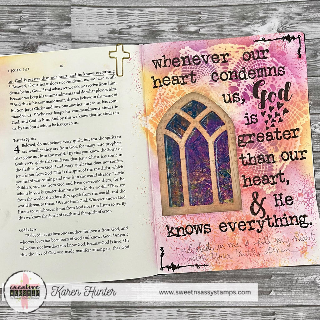 Sweet 'N Sassy Cathedral Window Stencil st-24-03 Bible Journaling