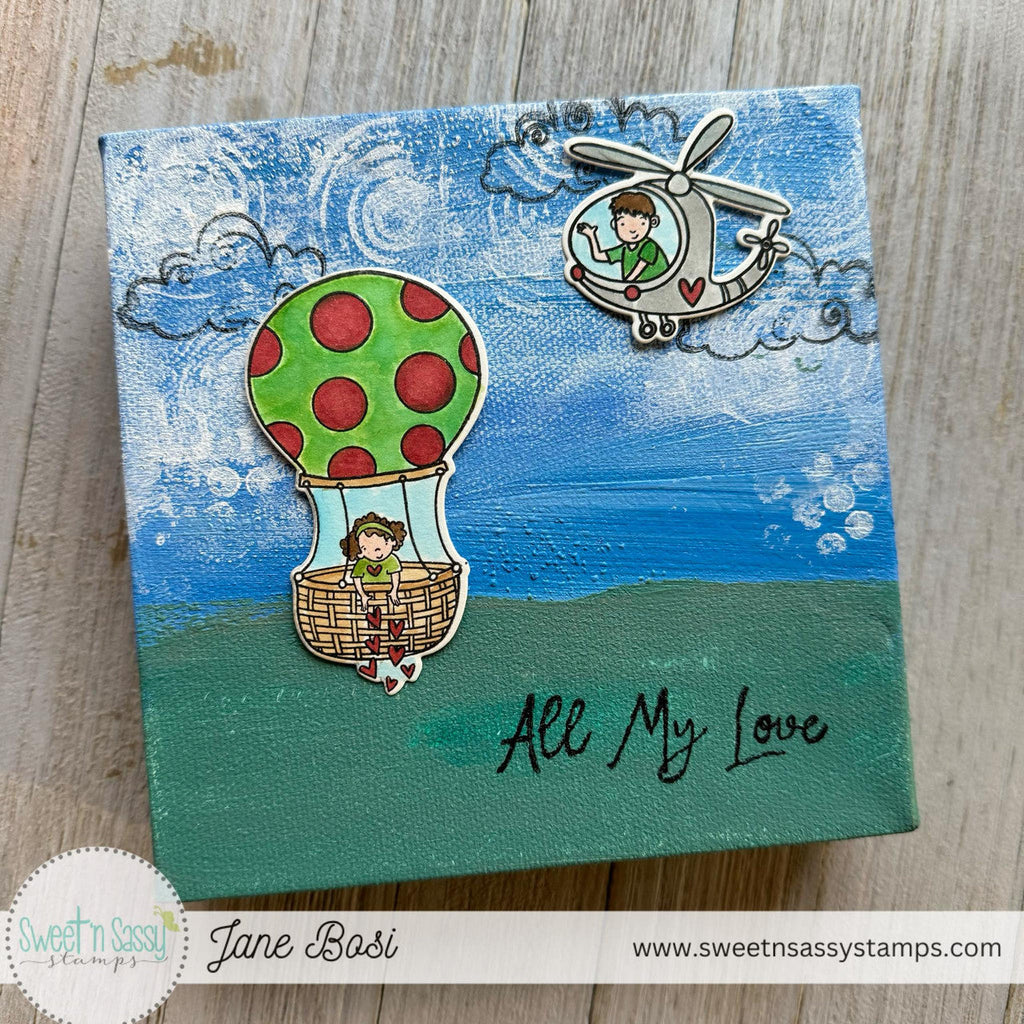 Sweet 'N Sassy Love Is In The Air Clear Stamps sns-24-001 All My Love Mixed Media Painting