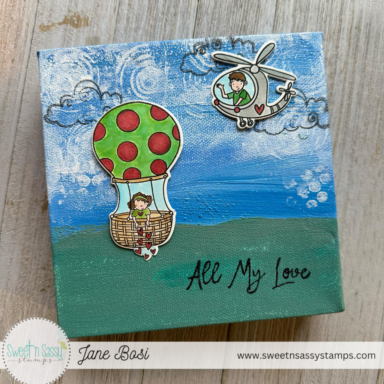 Sweet 'N Sassy Love Is In The Air Clear Stamps sns-24-001 All My Love Mixed Media Painting