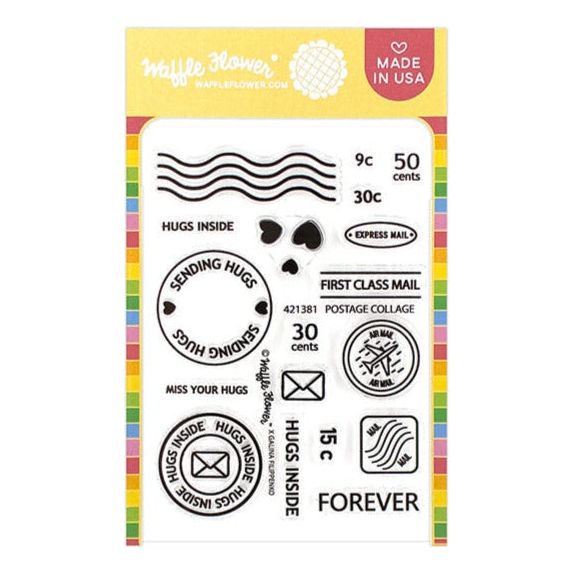 Waffle Flower Postage Collage Clear Stamps 421381
