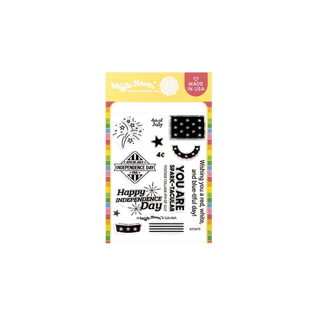 Waffle Flower Postage Collage 4th Of July Clear Stamps 421675