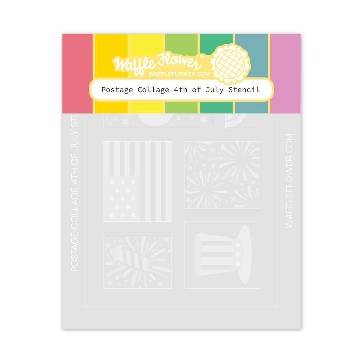 Waffle Flower Postage Collage 4th of July Stencil 421676