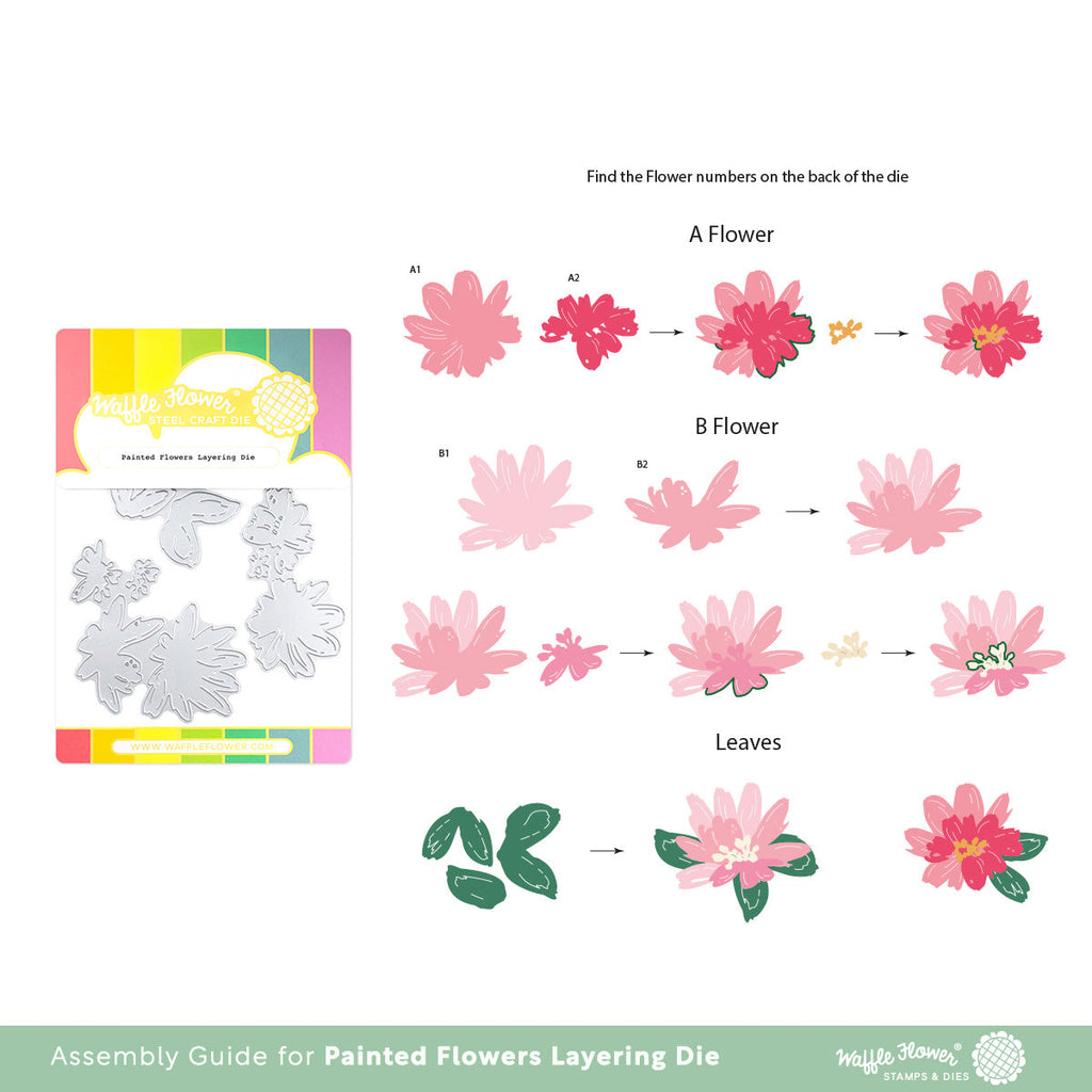 Waffle Flower Painted Flowers Layering Dies 421686 layering guide