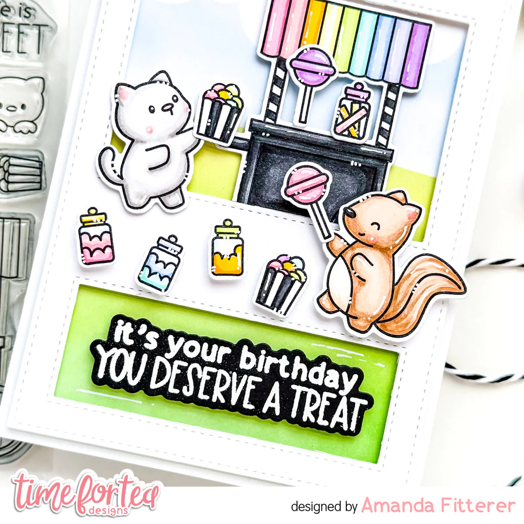 Time For Tea Designs Sweet Cart Clear Stamps happy birthday