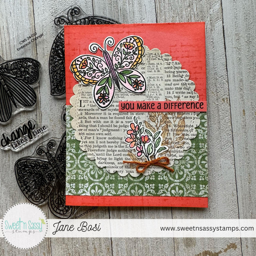Sweet 'N Sassy Embrace Change Clear Stamps cws-24-010 you make a difference card