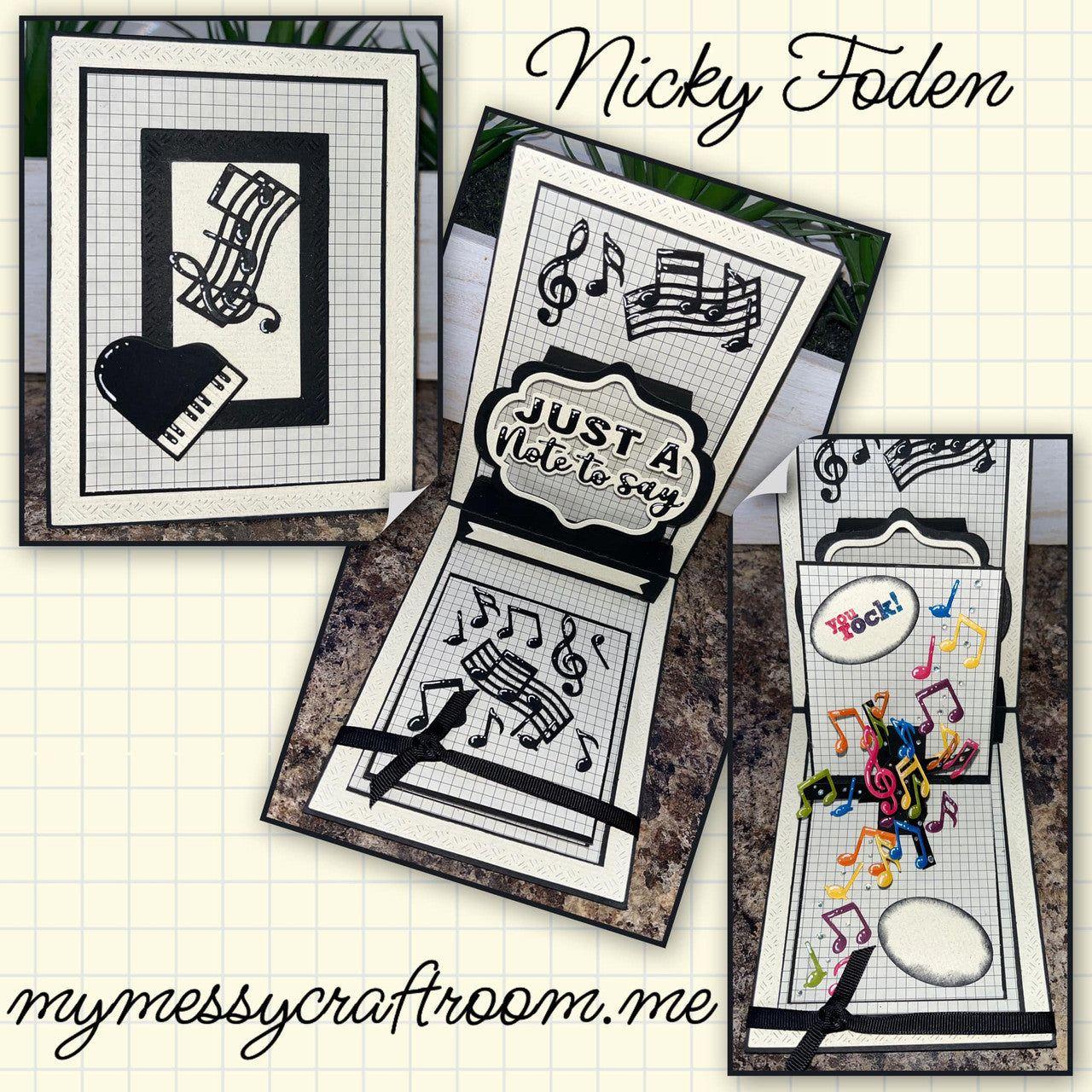 Karen Burniston Music Sentiments Clear Stamps cs002 just a note