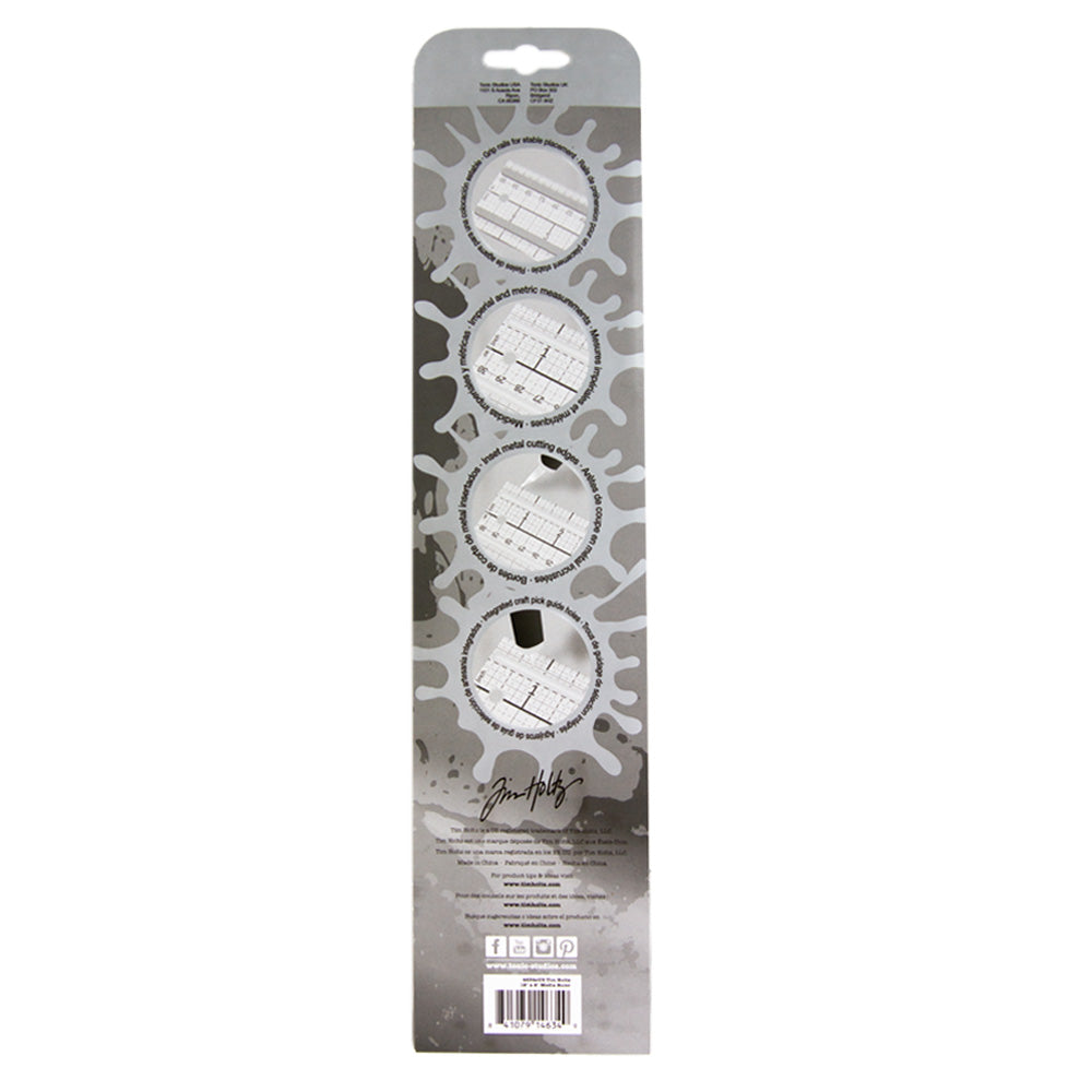 Tim Holtz Tonic White Glass Media Mat And Ruler Bundle Back Of Ruler Package