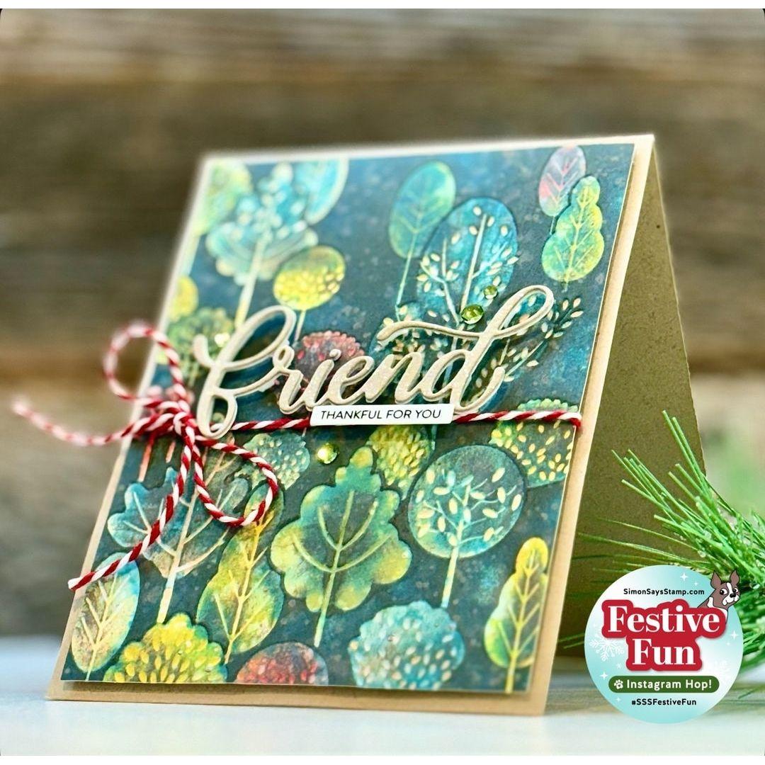 Simon Says Stamp Embossing Folder Modern Forest sf420 Festive Fun Thankful Card