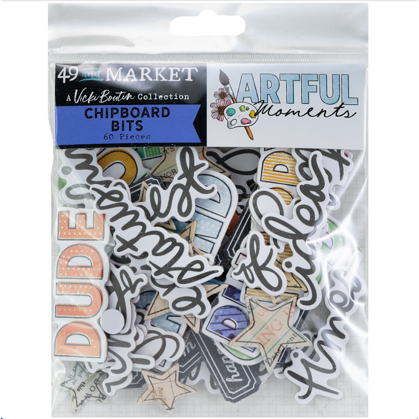 49 and Market Artful Moments Chipboard Bits Assortment vbam-34585