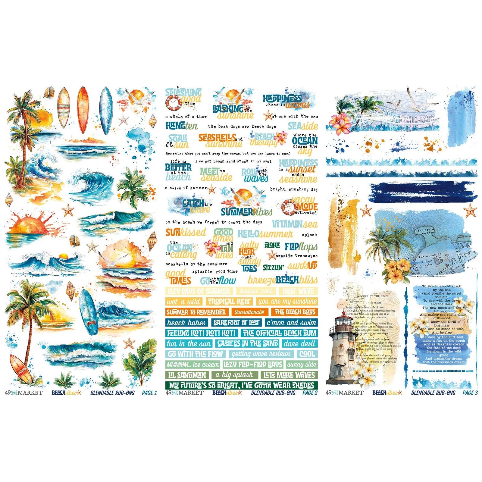 49 and Market Beach Vibes Collection 6x12 Rub-on Transfers dbv-32154 –  Simon Says Stamp