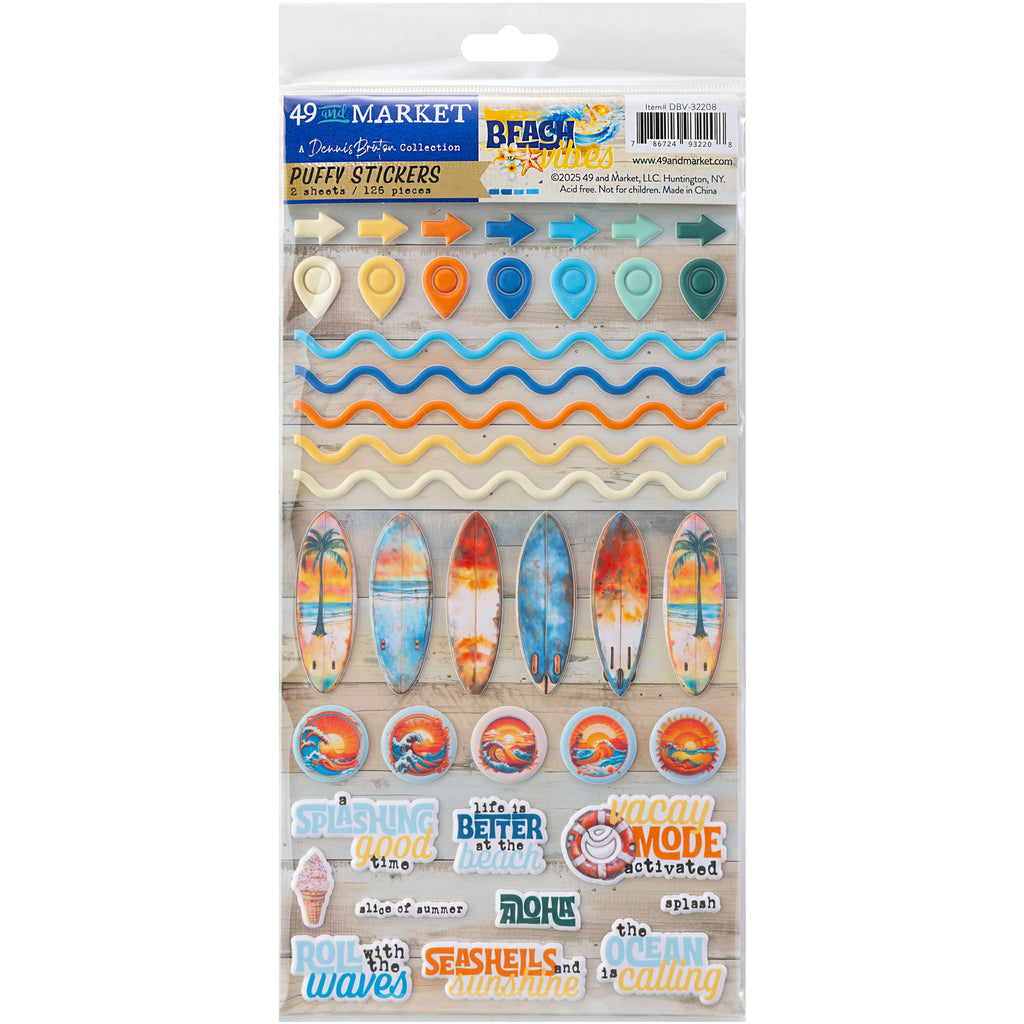 49 and Market Beach Vibes Collection Puffy Stickers dbv-32208