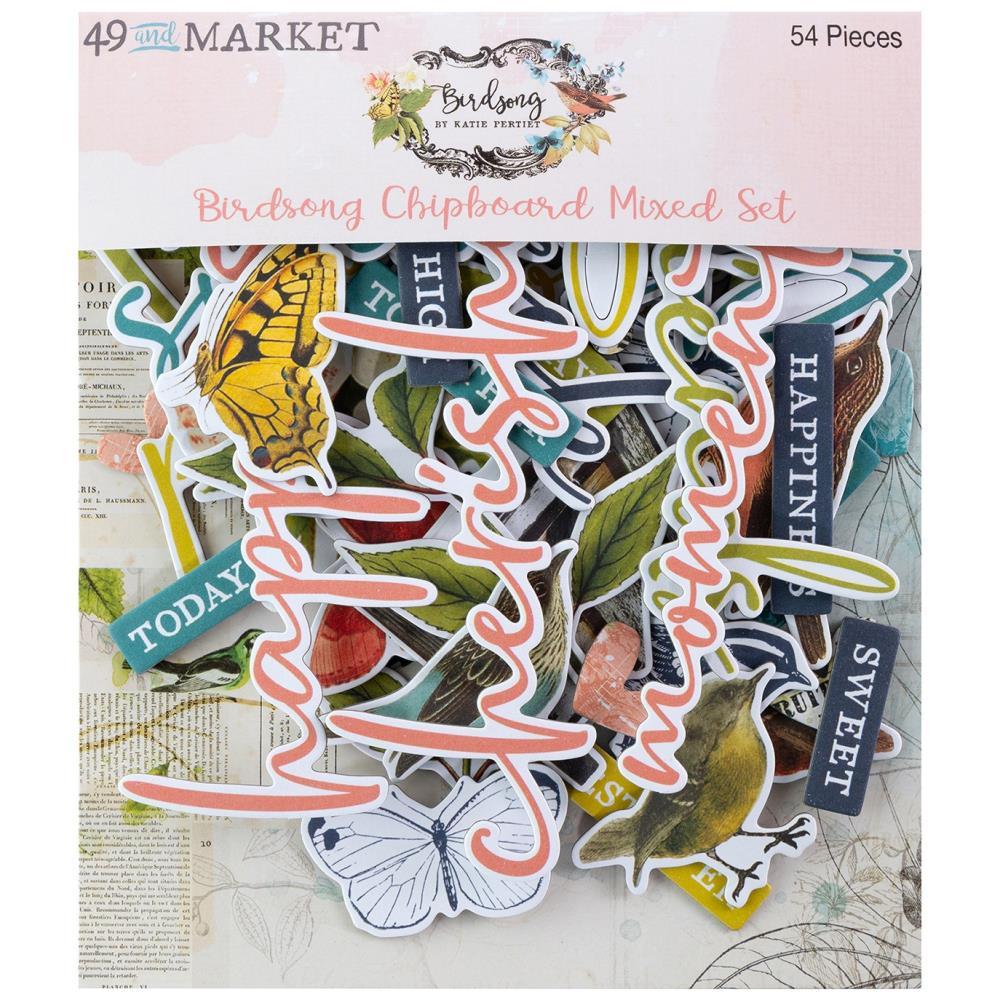 49 and Market Birdsong Chipboard Mixed Set bsk-29536