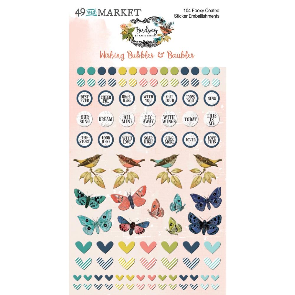 49 and Market Birdsong Wishing Bubbles and Baubles Stickers bsk-29277
