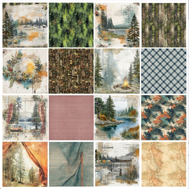 49 and Market Campfire Memories 12 x 12 inch Paper Pack dcm-37272 paper images