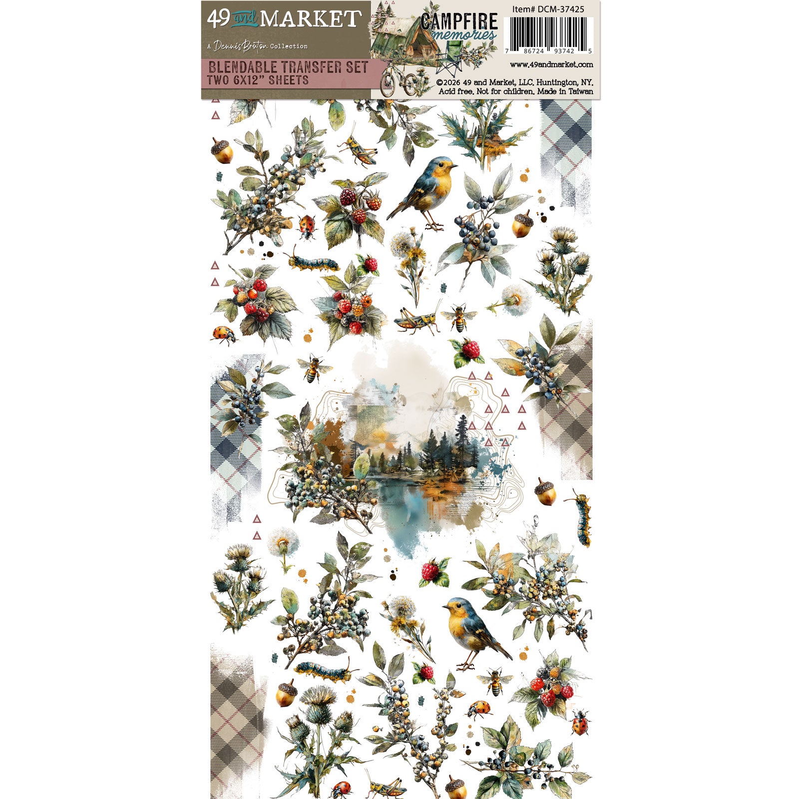 49 and Market Campfire Memories 6 x 12 inch Blendable Rub-on Transfers dcm-37425