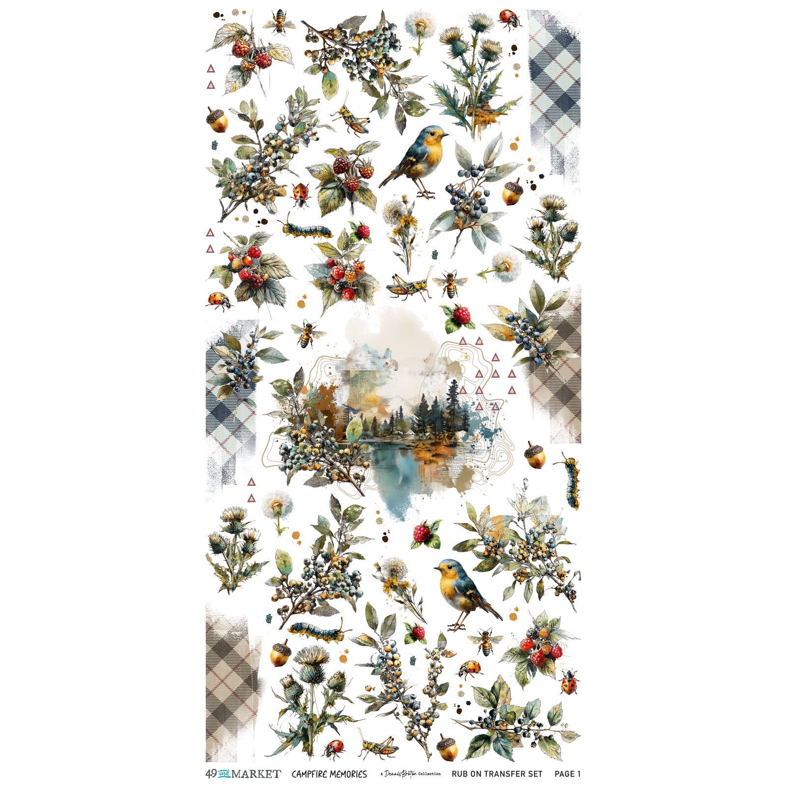 49 and Market Campfire Memories 6 x 12 inch Blendable Rub-on Transfers dcm-37425 product image 2