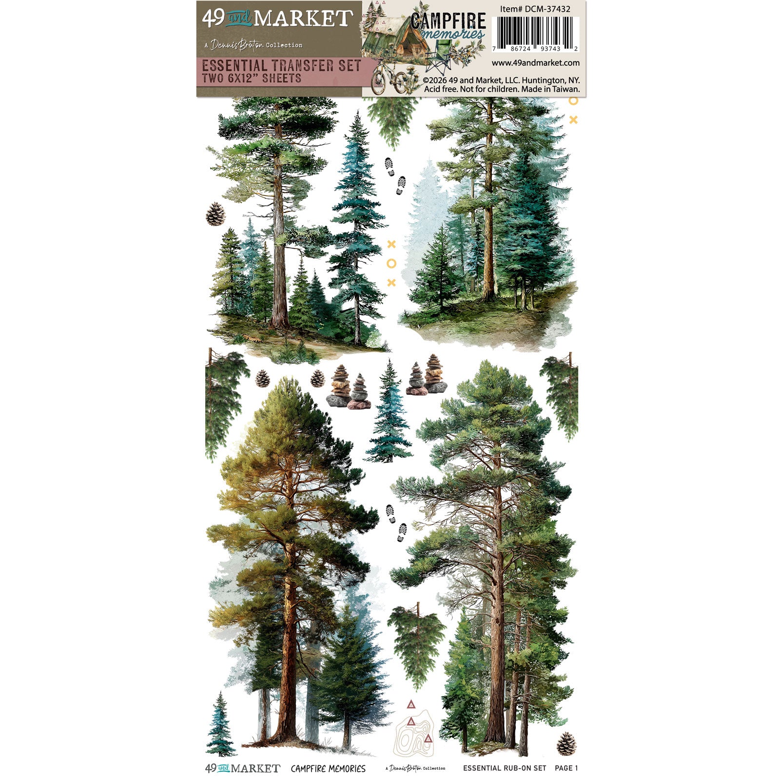 49 and Market Campfire Memories 6 x 12 inch Essential Rub-on Transfers dcm-37432