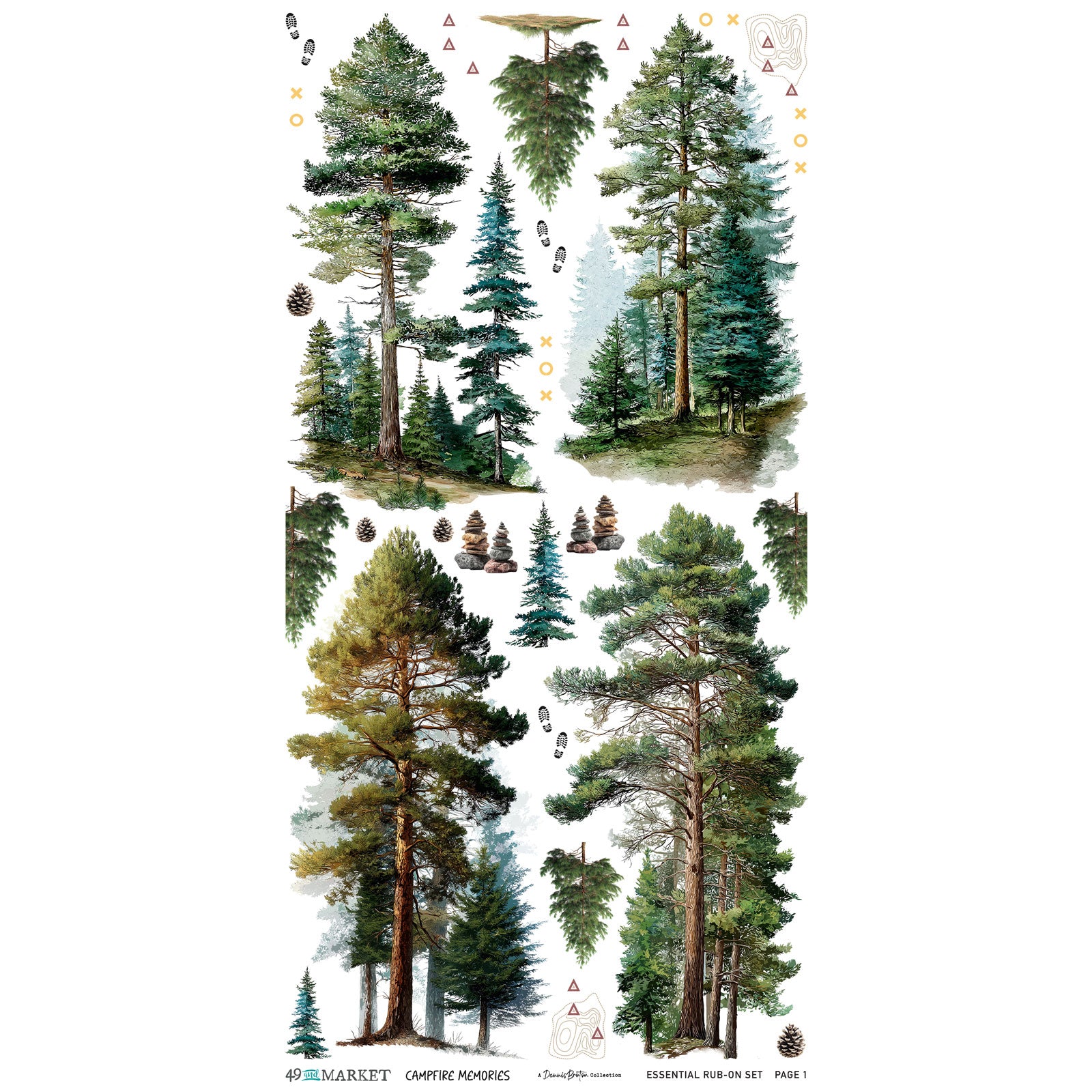 49 and Market Campfire Memories 6 x 12 inch Essential Rub-on Transfers dcm-37432 product image 1