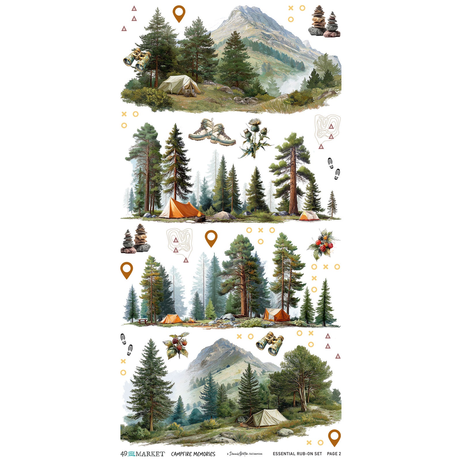 49 and Market Campfire Memories 6 x 12 inch Essential Rub-on Transfers dcm-37432 product image 2