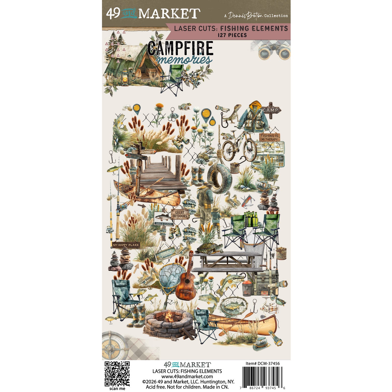 49 and Market Campfire Memories Laser Cut Fishing Elements dcm-37456