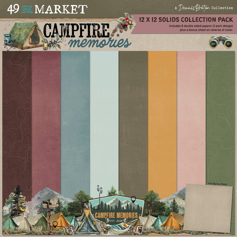 49 and Market Campfire Memories Solids 12 x 12  inch Paper Pack dcm-37289