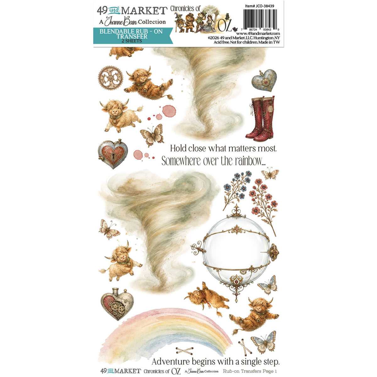 49 and Market Chronicles of Oz  6 x 12 inch Blendable Rub-on Transfer Sheets jco-38439