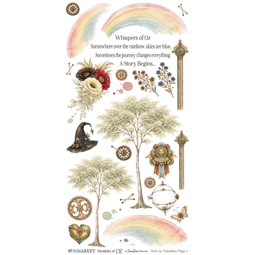 49 and Market Chronicles of Oz  6 x 12 inch Blendable Rub-on Transfer Sheets jco-38439 contents inside package