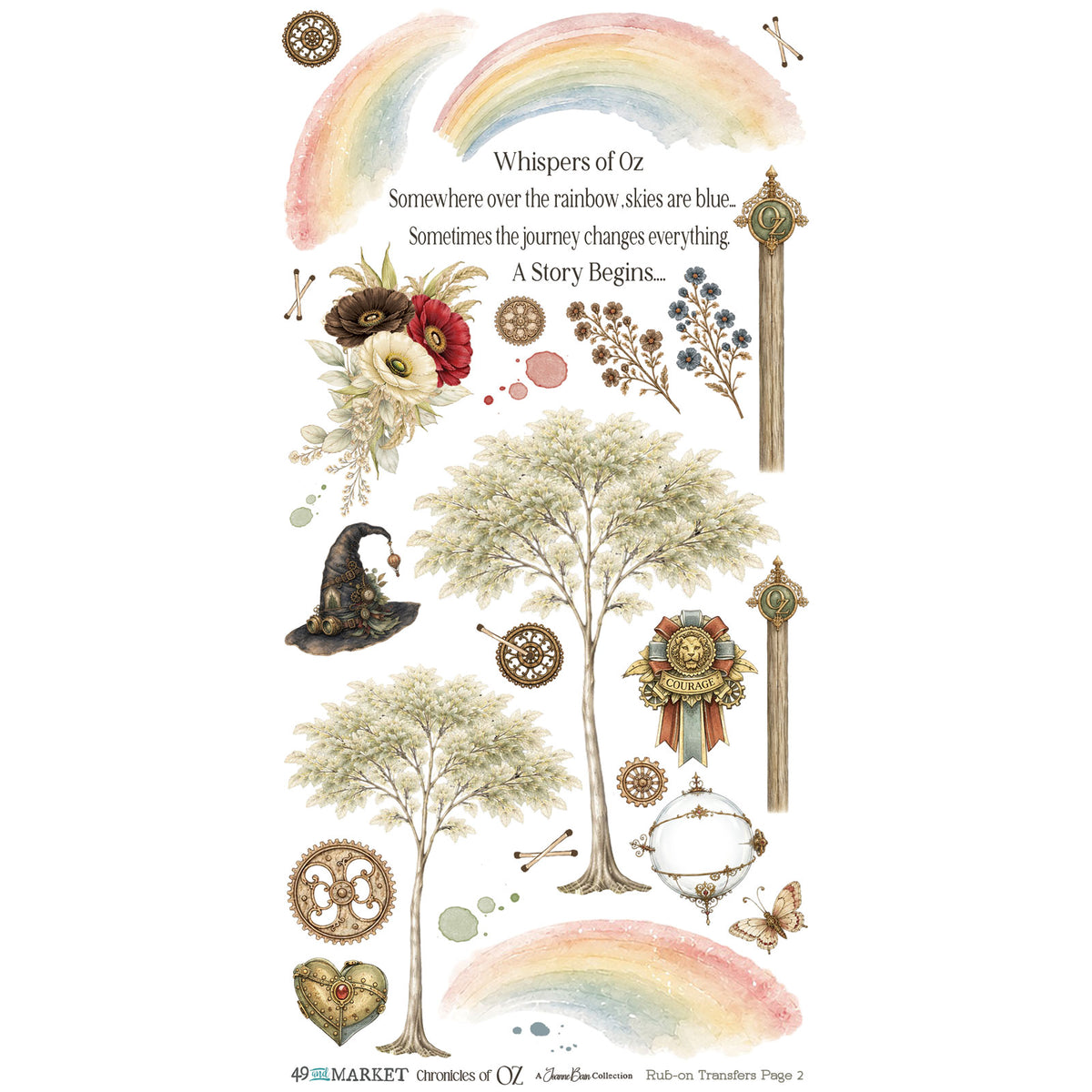 49 and Market Chronicles of Oz  6 x 12 inch Blendable Rub-on Transfer Sheets jco-38439 contents inside package
