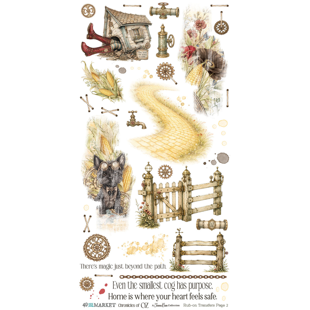 49 and Market Chronicles of Oz 6 x 12 inch Essential Rub-on Transfers jco-38422 contents inside package