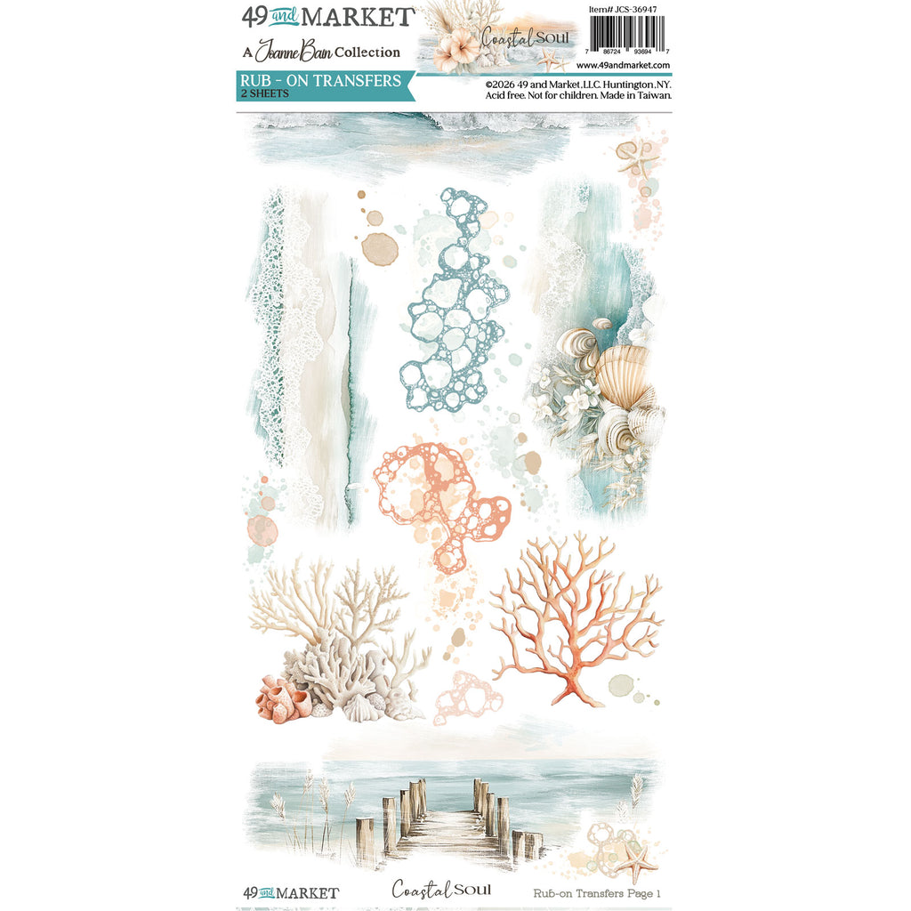 49 and Market Coastal Soul 6 x12 inch Blendable Rub-on Transfers jcs-36947