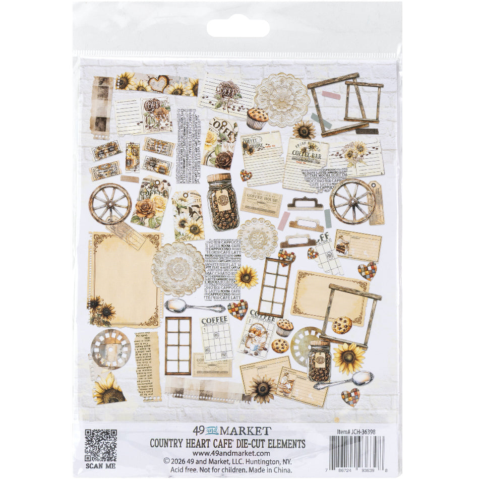 49 and Market Country Heart Cafe Die-Cut Elements jch-36398 back of package