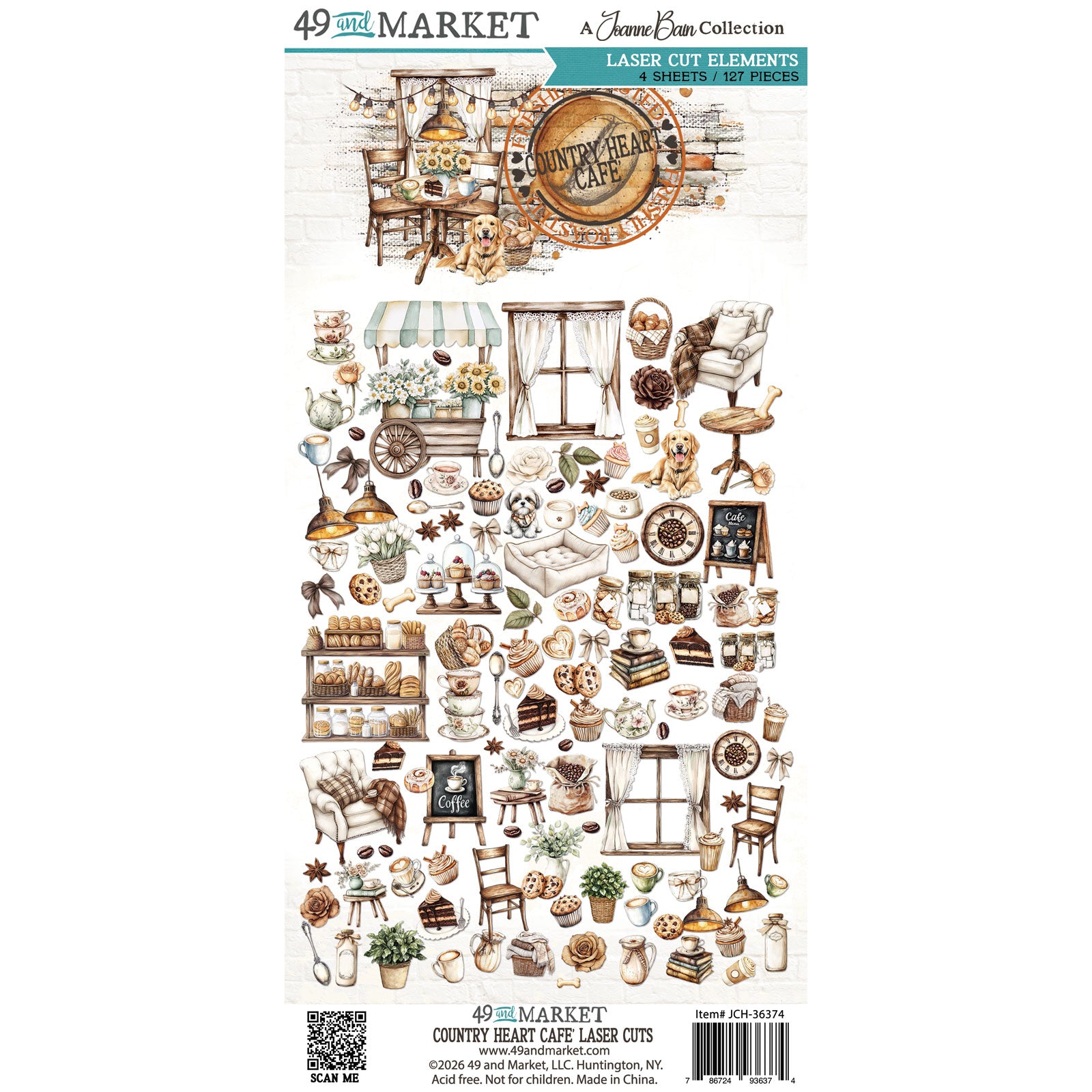 49 and Market Country Heart Cafe Laser Cut Elements jch-36374